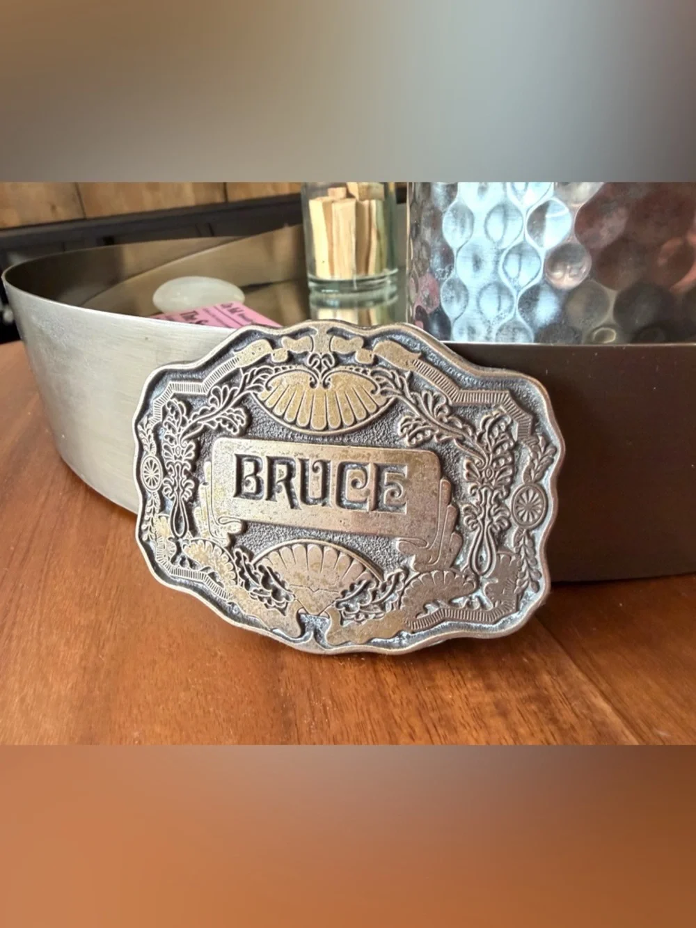 Custom Engraved 'BRUCE' Decorative Belt Buckle - Brass
